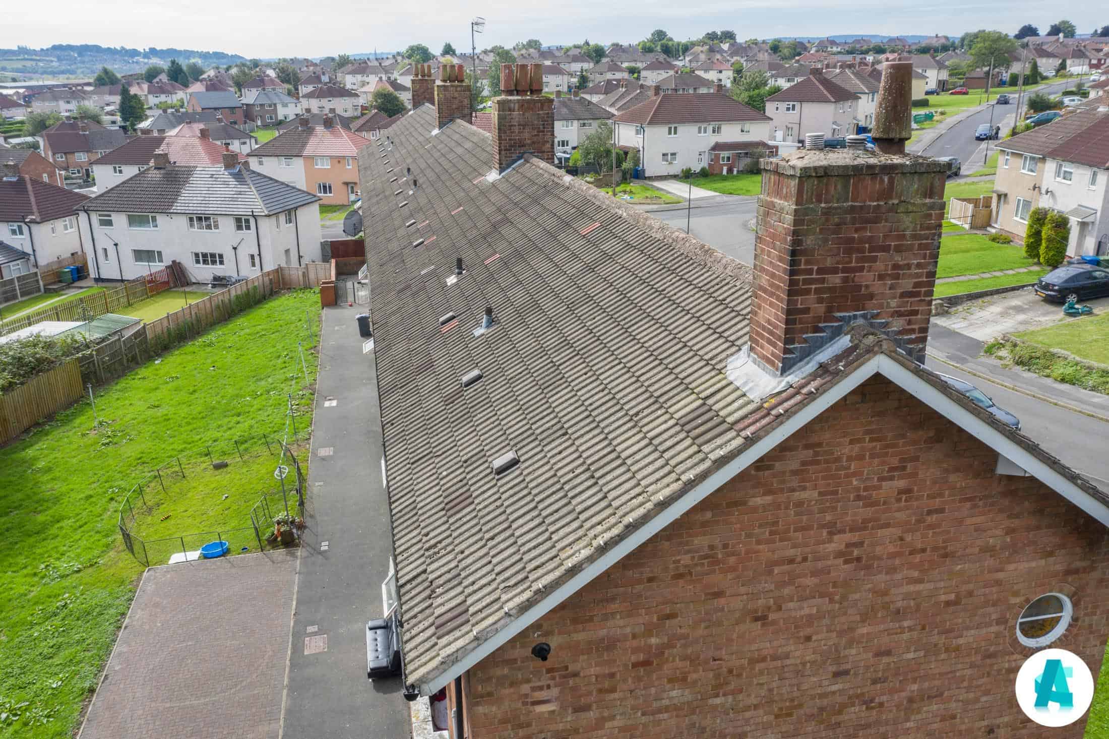 Aerial view of council roof for drone inspection