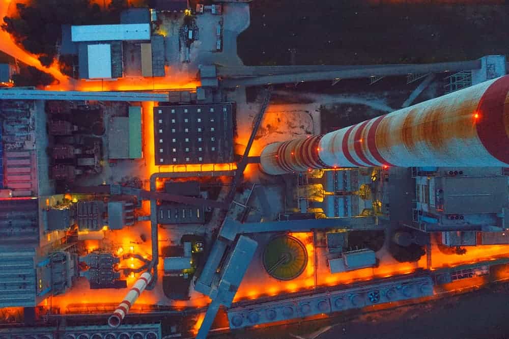 Aerial thermal inspection of UK power station with drone