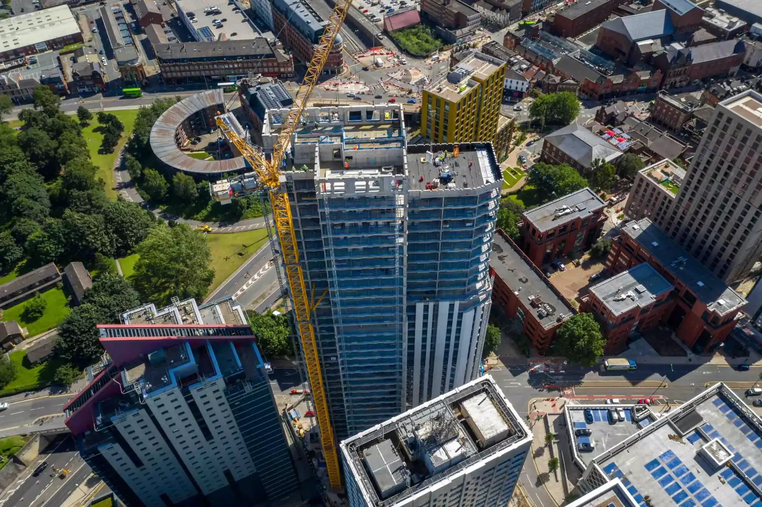 Aerial drone survey on the tallest building in Leeds