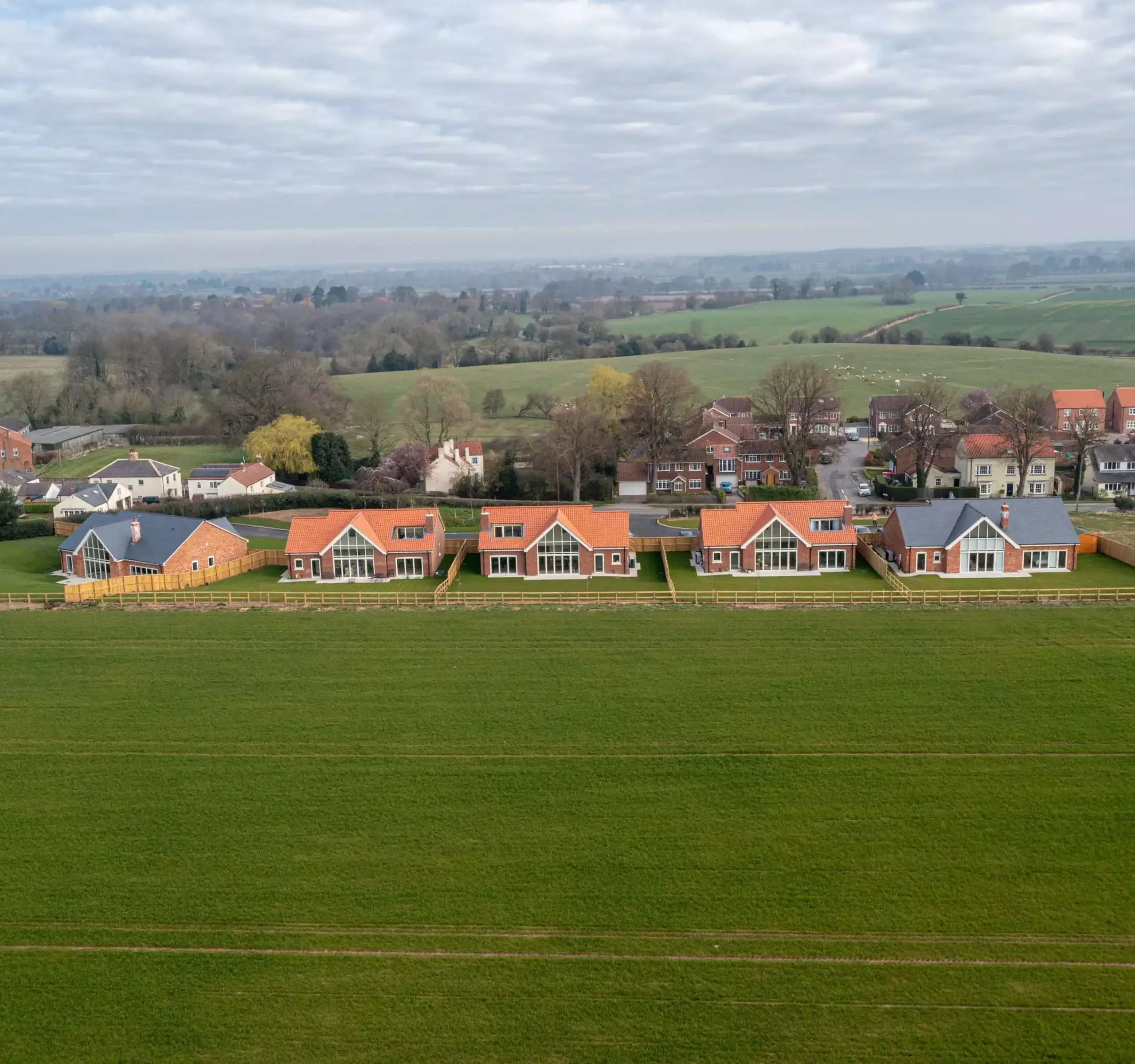 Aerial filming and photos of new build homes in York